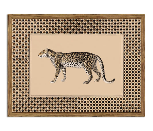 Vintage Leopard Wall Art Cheetah Safari Wall Decor Paintings, Wildlife Animal Poster Canvas Prints Aesthetic for Living Room Bedroom 12x16 inch Wood Framed