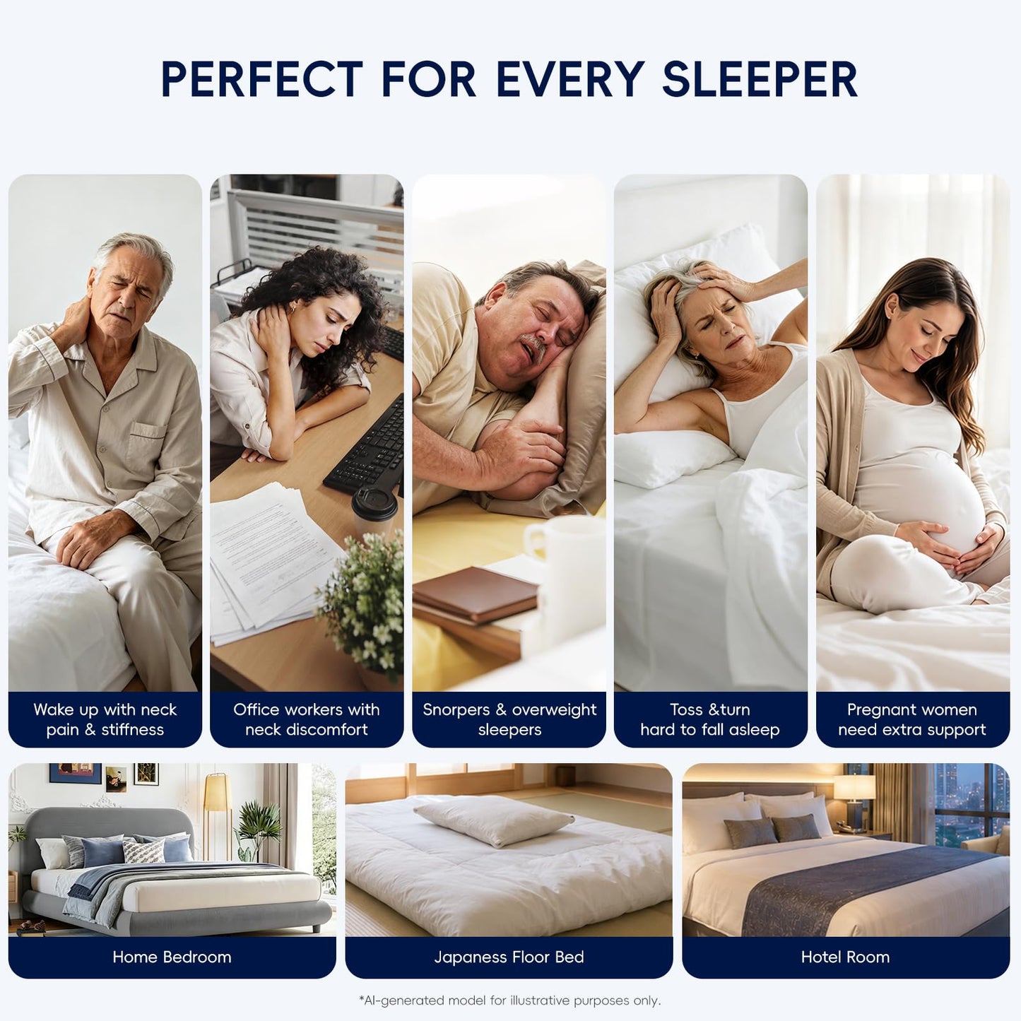 Cooling Gel Memory Foam Pillow – Reversible Cool Pillow for Side Back and Stomach Sleepers, Comfort for Hot Sleepers Night sweaters, Medium Firm Neck Support, Removable & Machine Washable Cover, Queen