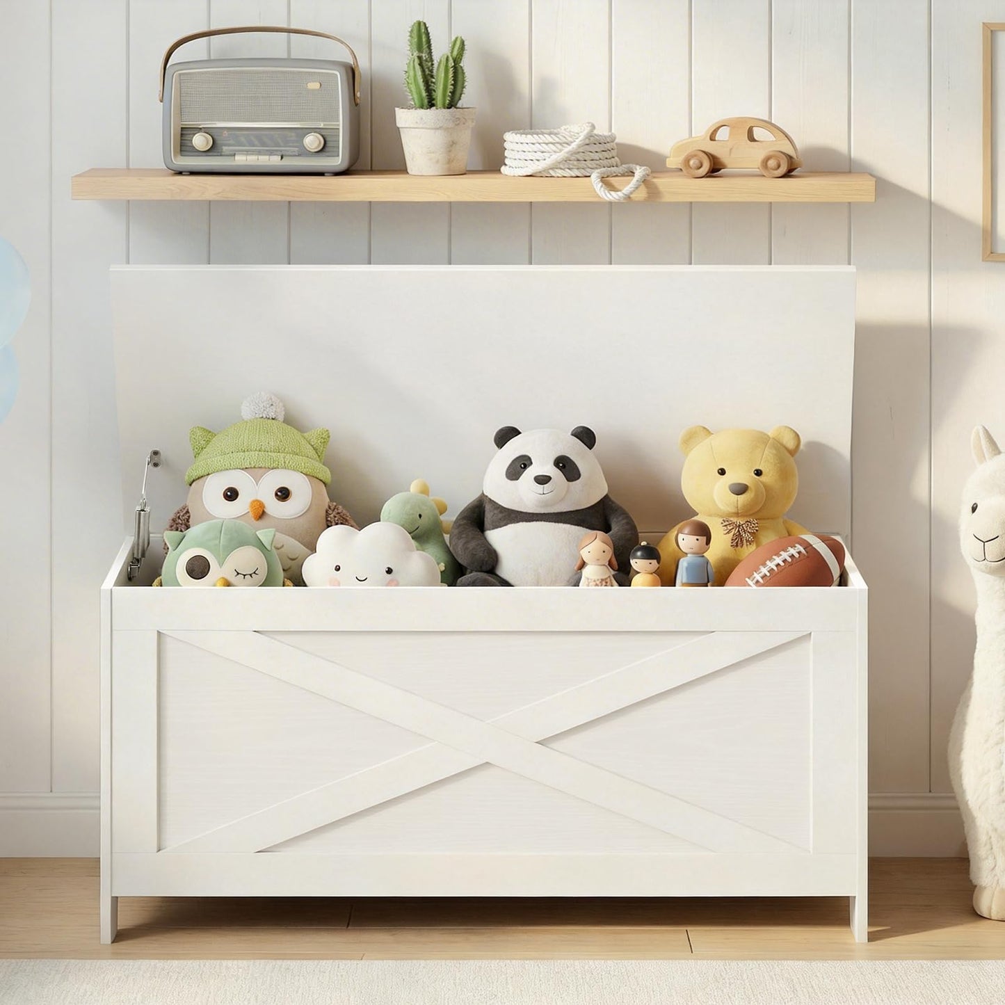 MAHANCRIS 39.4" Storage Chest with Lid, Entryway Storage Bench with Safety Hinges, Large Toy Box for Bedroom & Living Room, Sturdy Toy Storage Organizer, White SCWT48101Z1