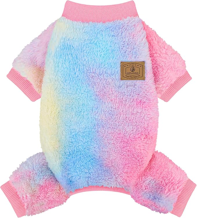 XPUDAC Dog Sweater, Dog Winter Clothes for Small Medium Dogs Girl Boy Fleece Doggy Pajamas for Winter Christmas, Tie-Dye02, X-Large