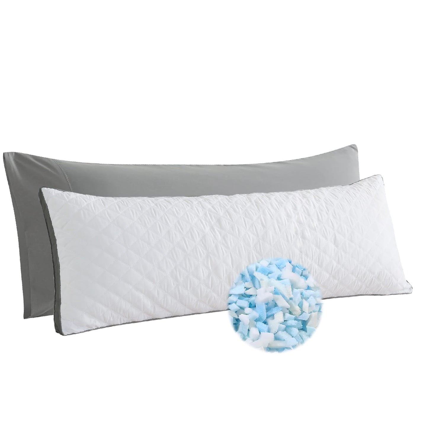 WhatsBedding Memory Foam Body Pillow with Removable Pillowcase-Fluffy Body Pillows for Adults -Large Long Bed Pillows for Sleeping - 20x54 inch, White