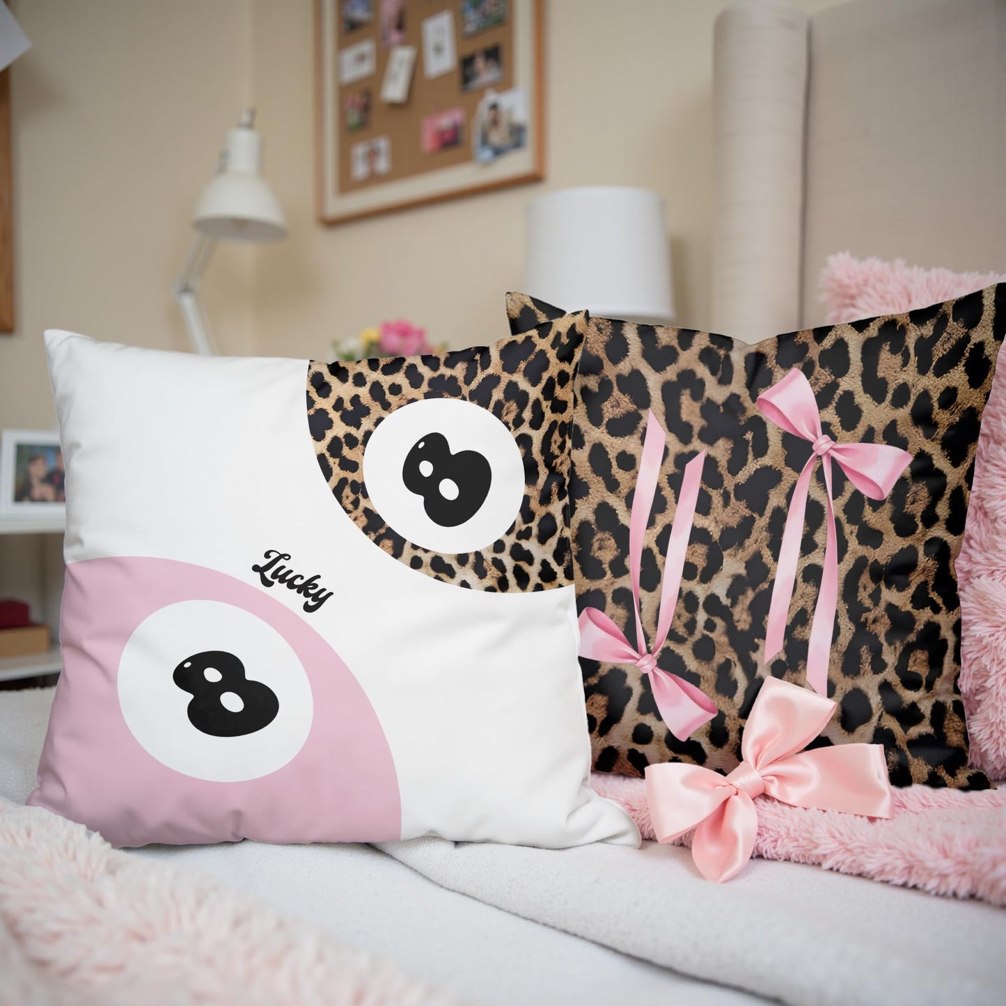 GTYNU Trendy Funky Cheetah Pink Y2K Luck 8 Ball Pillow Covers 18x18 Set of 2,Pink Leopard Star Decorative Pillowcases,Cheetah Throw Pillow Covers for Cheetah Leopard Lover Gifts for Women