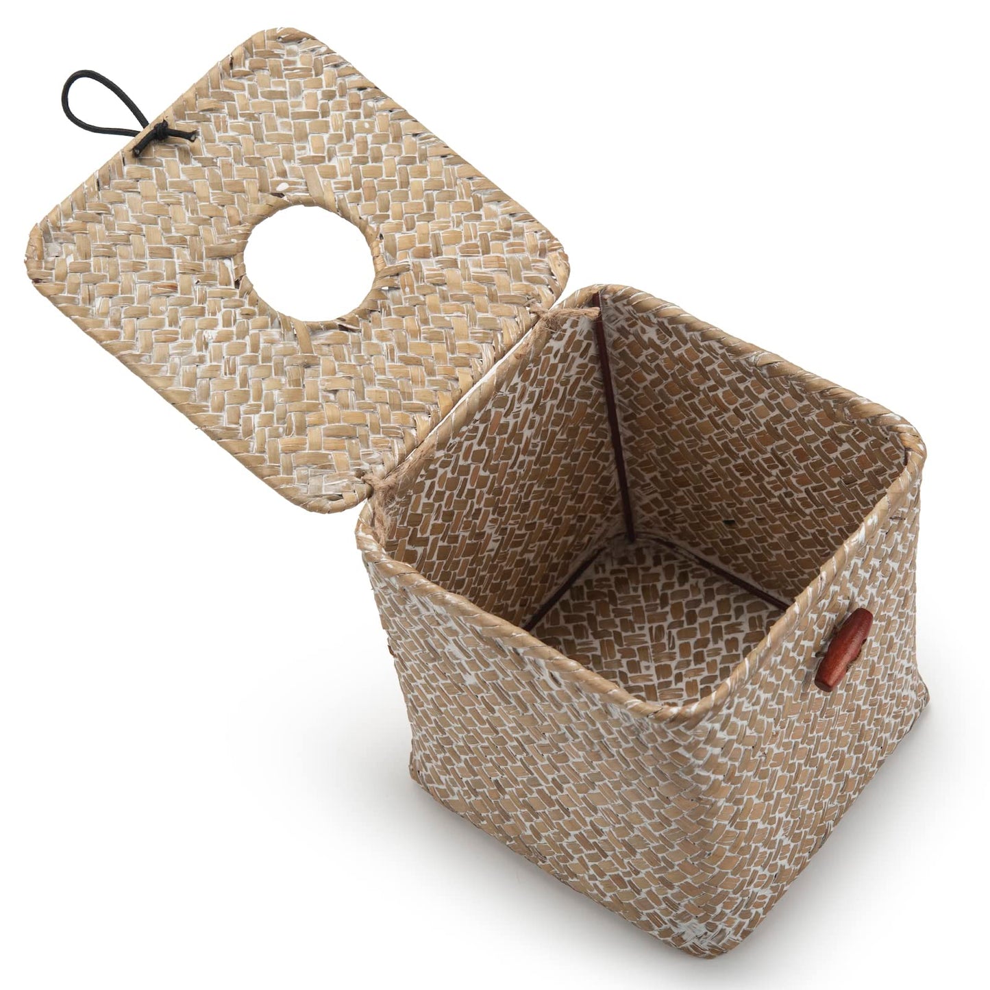 Tissue Box Cover Square, Seagrass Tissue Box Holder, Woven Facial Tissue Holder, Rattan Wicker Tissue Box, Decorative Tissue Cover for Dinner Table, Living Room, Bathroom, Bedroom, Office (Whitewash)