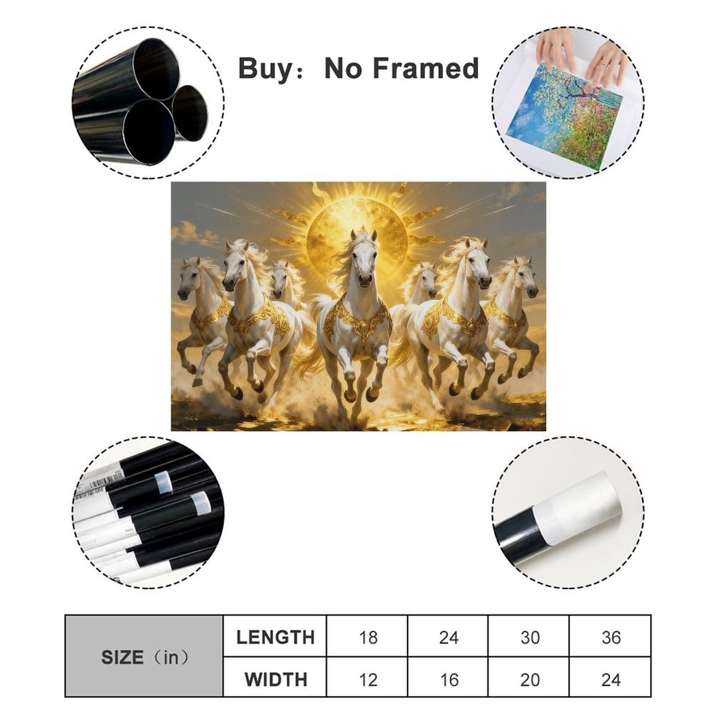 Seven Running Horses Painting Wall Art Poster 7 Lucky Horse Pictures 2 Canvas Poster Wall Art Print - Bedroom Office Bathroom Living Room Decor Unframe-style12x18inch(30x45cm)