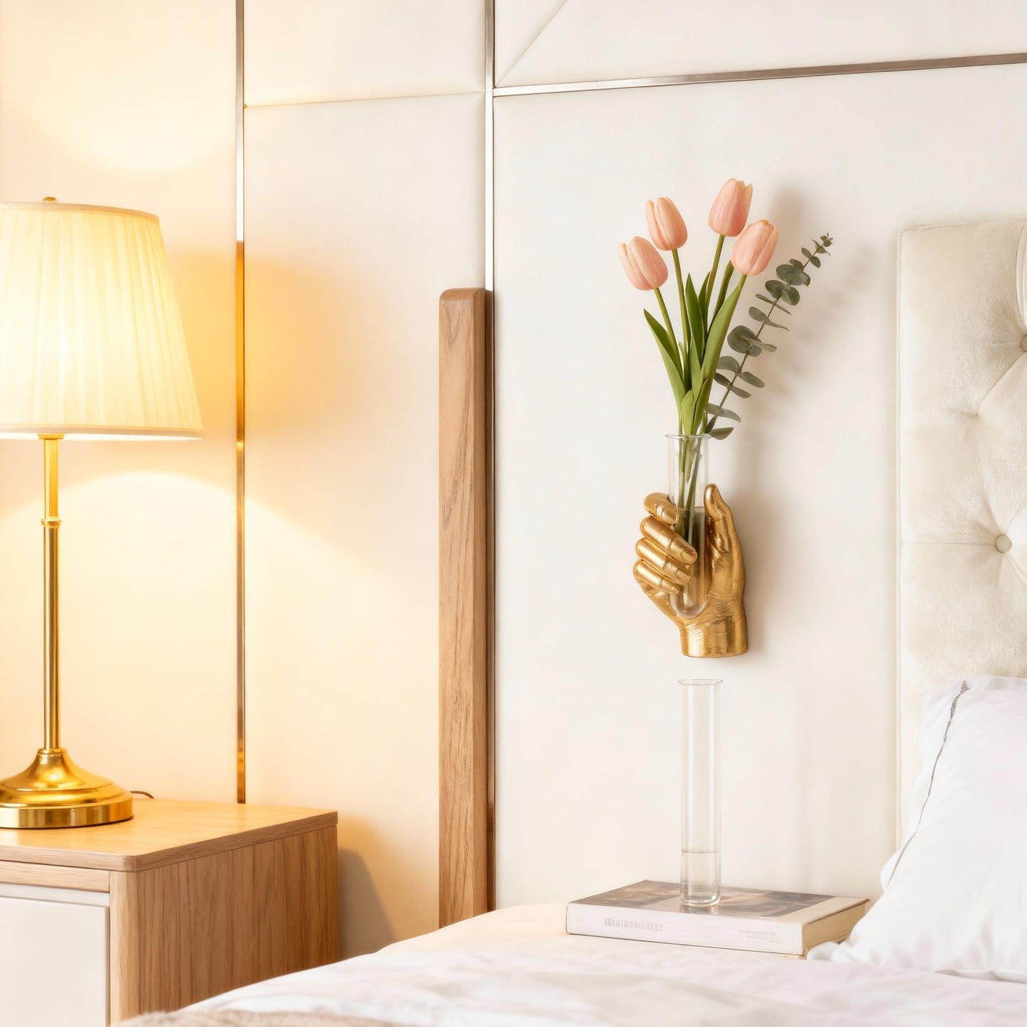 Gold Hand Wall Sculpture with Vase – Unique Resin Art, Wall-Mounted Flower Vase, Modern Decor for Living Room, Office, Apartments, Stylish Home, Elegant Interior, Contemporary Decoration (Gold)