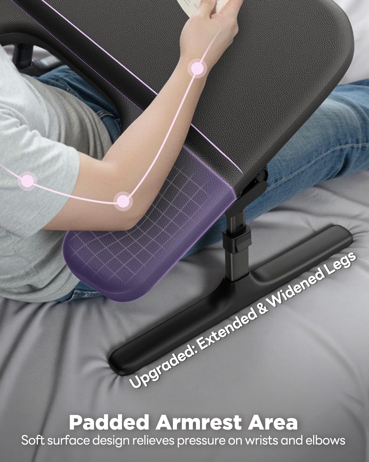 SAIJI Laptop Lap Desk for Bed & Couch, Adjustable Height & Angle Bed Desk with Soft Armrest for Adults, Ergo Curve Folding Bed Table for Working, Reading and Gaming, Laptop Desk for Bed (Black)