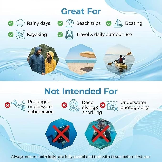 2-Pack IPX8 Floating Waterproof Phone Pouch, Dry Bag with Lanyard, Fits up to 7.2”, Compatible with iPhone 16/15/14/13 Pro Max, Galaxy S25/S24 Ultra, Pixel for Snorkeling, Kayaking(Black-Black)