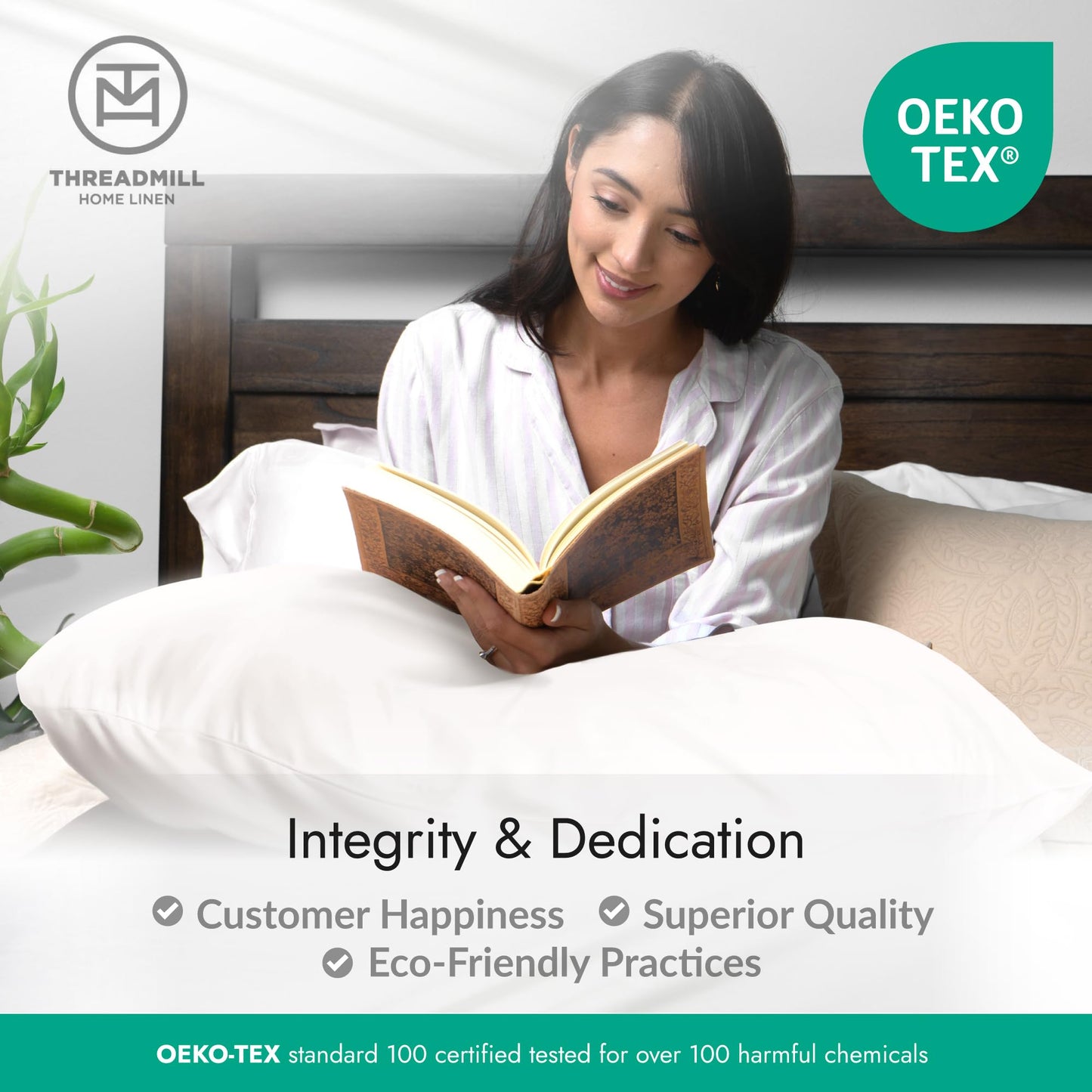 Threadmill Rayon Bamboo Queen Sheet Set - Viscose Bamboo Sheets for Queen Size Bed, 4 Piece Hotel White - Silky Soft, Cool, Lightweight, Breathable - Deep Pocket - Moisture Wicking & Cooling