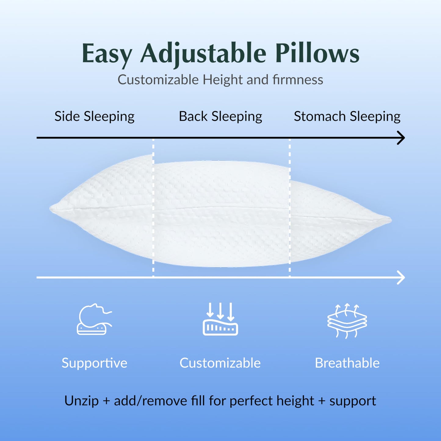 Buffy Cloud Cooling Pillow, 2nd Gen Adjustable Foam Pillow, Ice Cold All Night, CertiPUR-US® Certified, Washable Cover, Standard & King Sizes (Standard)