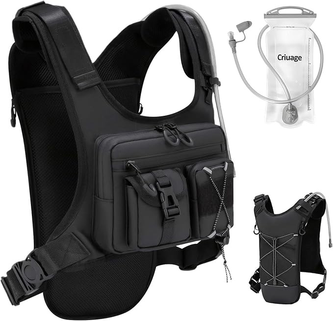 Criuage USA Original Patent Running Hydration Vest Backpack, Lightweight Chest Pack with 2.0L Water Bladder Bag Daypack for Hiking Running Cycling Race Marathon for Women Men