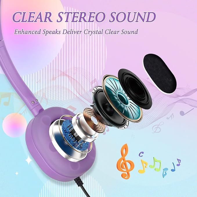 Classroom Kids Headphones Bulk 30 Pack Class Set of Headphones for Students Children Boys Girls Teen Adult,Group Learning, Computer Lab, Library, Online Lesson and Testing (10 Colors)