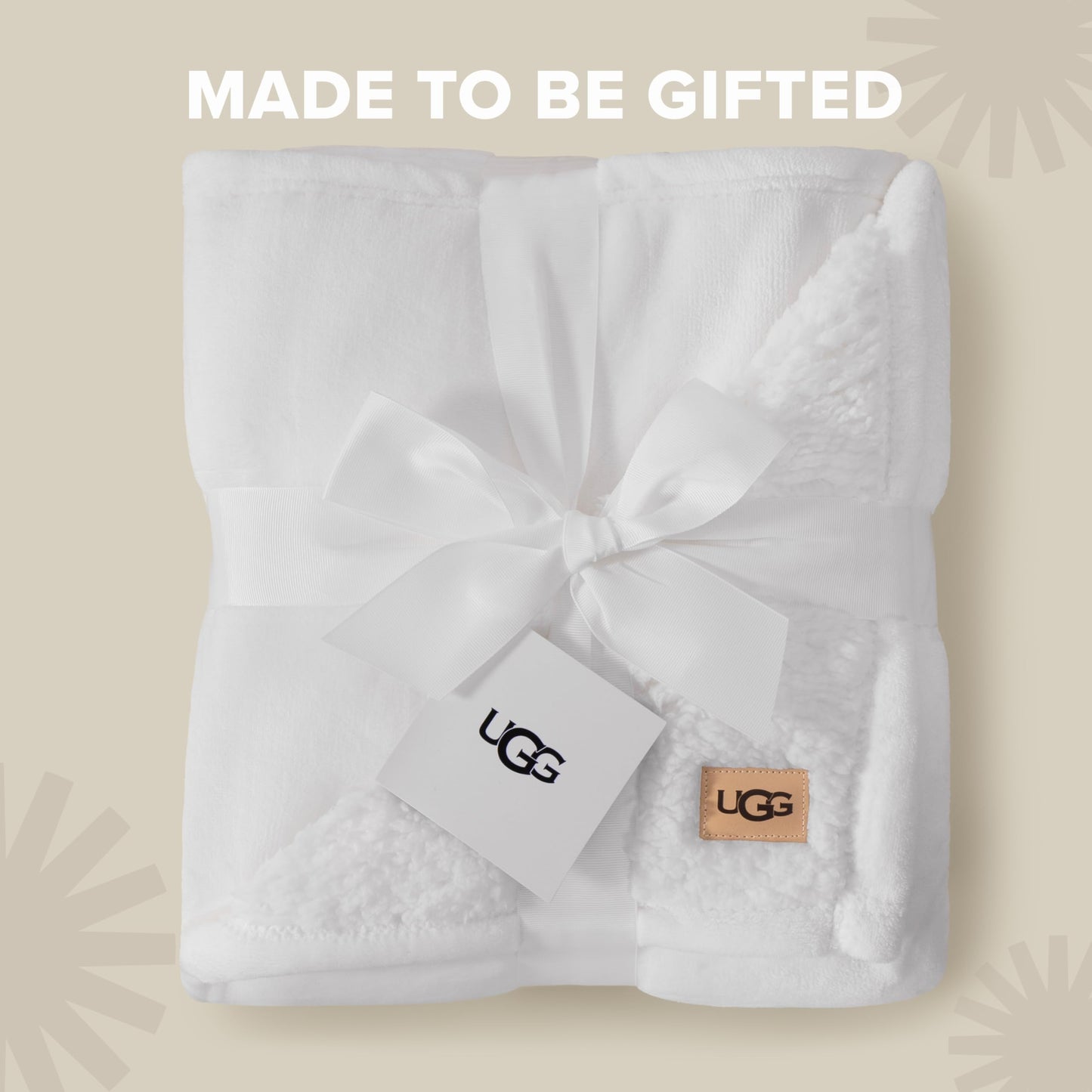 UGG Nita Full/Queen Blanket, Cozy Soft Queen Bedding, Plush Fleece Blanket for Bed, Extra Large Throw for Couch, Luxury Bedroom Decor, 90-inch x 90-inch, White Snow