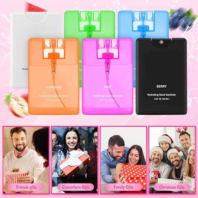 6 Pack Hand Sanitizer Spray Bulk Travel Size Hand Sanitizer Spray Mini Hydrating Pocket Gifts for Coworker Staff Teacher Holiday Favor(Clear,Classic)
