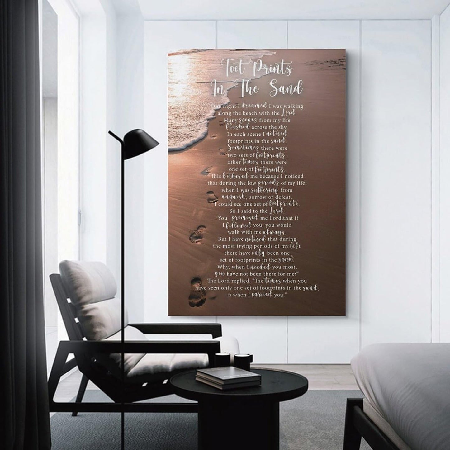 Footprints in The Sand Inspirational Poem Canvas Art Poster And Wall Art Picture Print Modern Family Bedroom Decor Posters UnFramed-3,12x18inch(30x45cm)