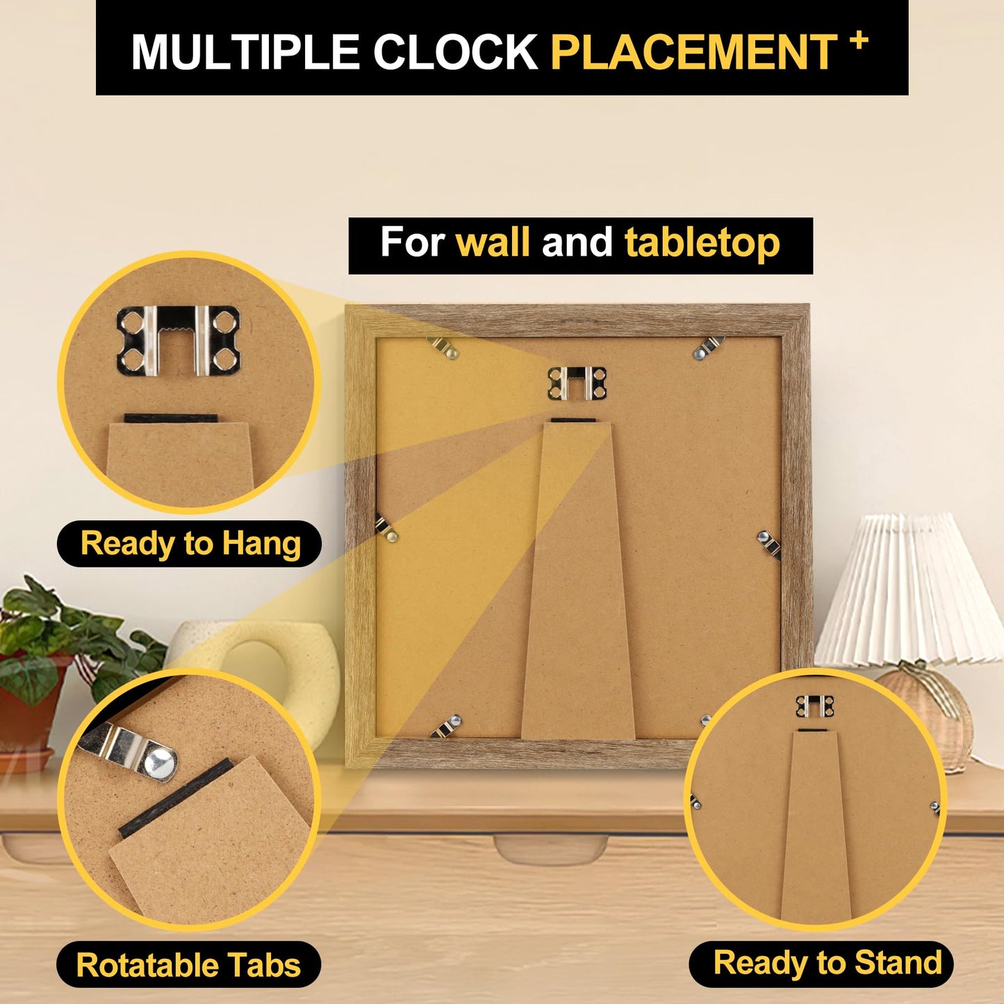 TOFOREVO 8x8 Square Picture Frames Set of 6 Rustic Wood Grain Photo Frame for Gallery Wall Mounting or Tabletop Display