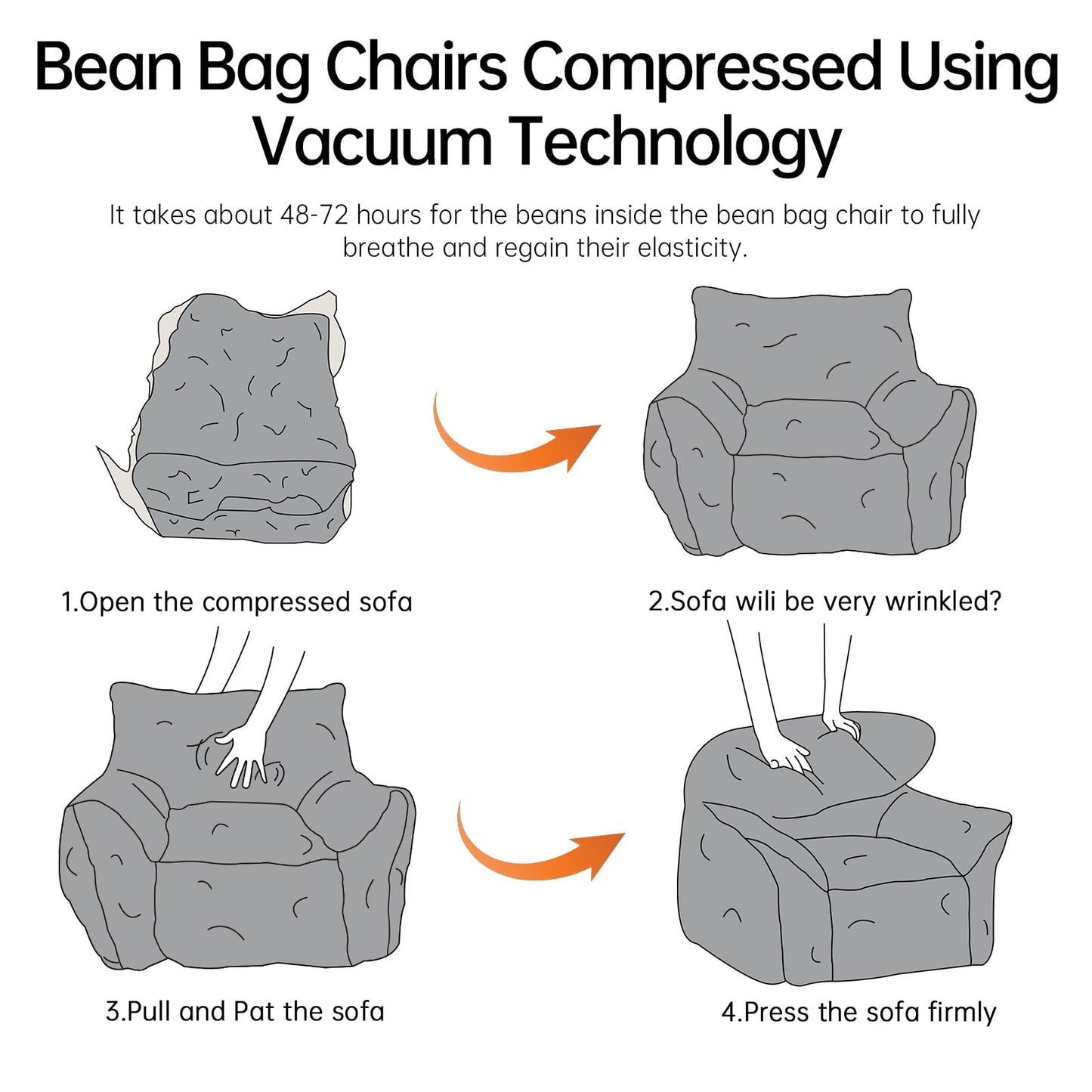 Cvortll Bean Bag Chair with Ottoman, Armrest Bean Bag Chairs with Filler, Ultra Soft Fluffy Faux Fur Bean Bag Chair with Foot Rest, Plush Lazy Sofa with Foot Stool for Living Room, Dorm