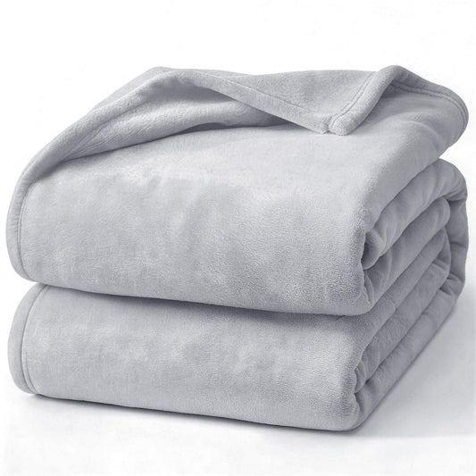 Hansleep Fleece Light Grey Full Blanket, Super Soft Flannel Fuzzy Plush Cozy Blanket for All Seasons, Light Grey, Full 84x90 Inches