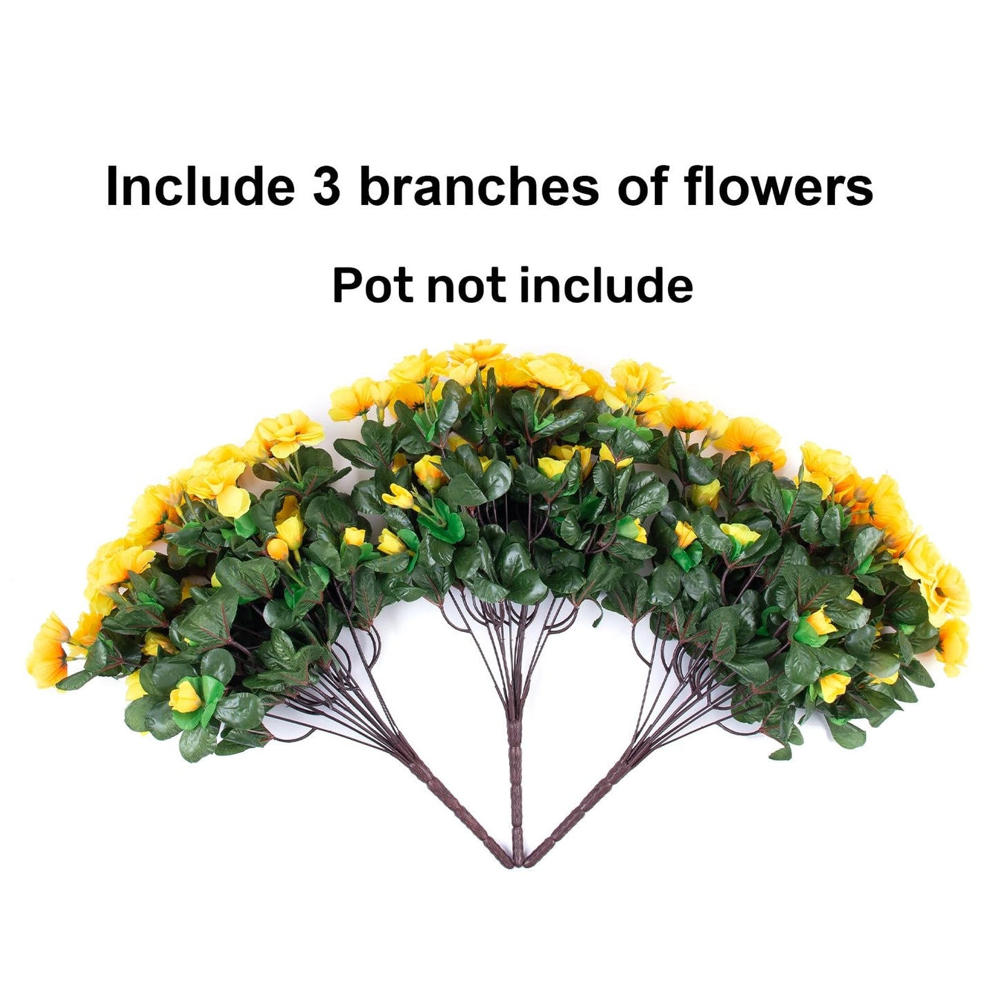 Ivydale Artificial Fake Flowers Plants for Outdoor Outside Spring Decor, Faux Silk Yellow Camellia UV Resistant Look Real for Planter Pot Porch Patio Balcony Garden Yard, 3 Large Bundles