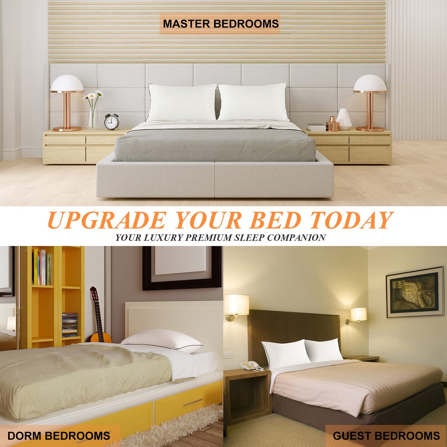 SEMZSOM Bed Pillows for Sleeping, Full Standard Size Set of 2 Luxury Hotel Pillows with Premium Soft Down Alternative Filling for Back, Stomach and Side Sleepers