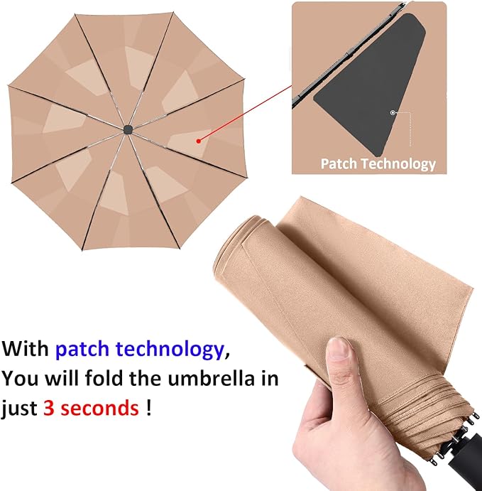 BAODINI Windproof Umbrella for Rain Folds Easily Automatic Open Close 46 inch Compact Travel Portable Umbrella for Men and Women