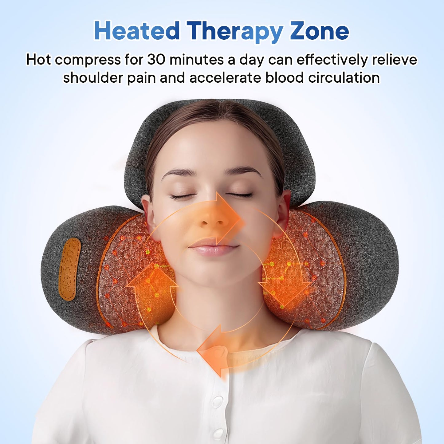 GIFEY 3-in-1 Rechargeable Neck Massager Pillow with Heat, Vibration & Traction, Deep Tissue Pain Relief, Neck Hump Corrector & Cervical Support for Home Office Travel (Light Gray)
