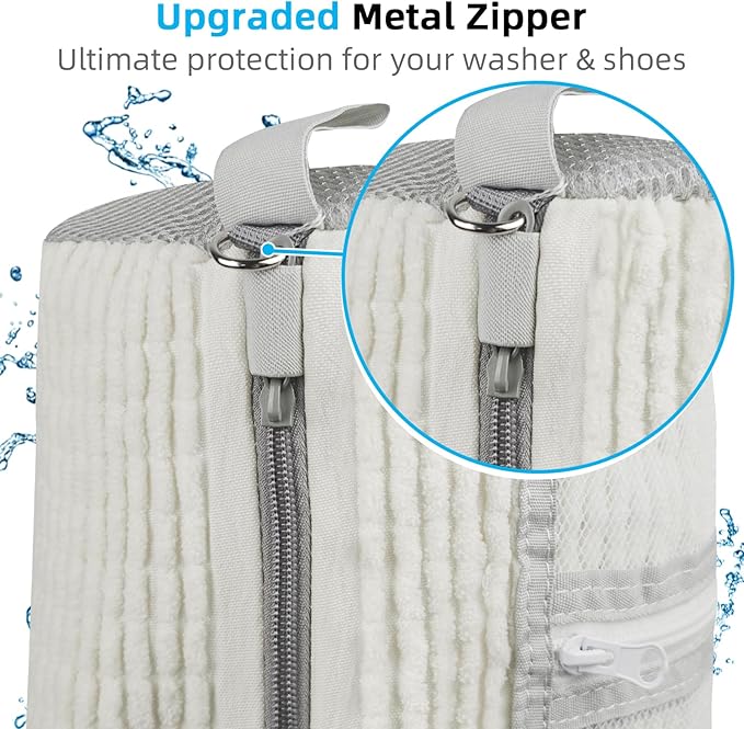 Shoe Washing Machine Bag | Laundry Shoe Bag for Washer and Dryer, 1pcs Reusable Shoes Cleaner Bags, Chenille Microfiber for Sneakers Tennis Shoes, Zipper with Lock Ring