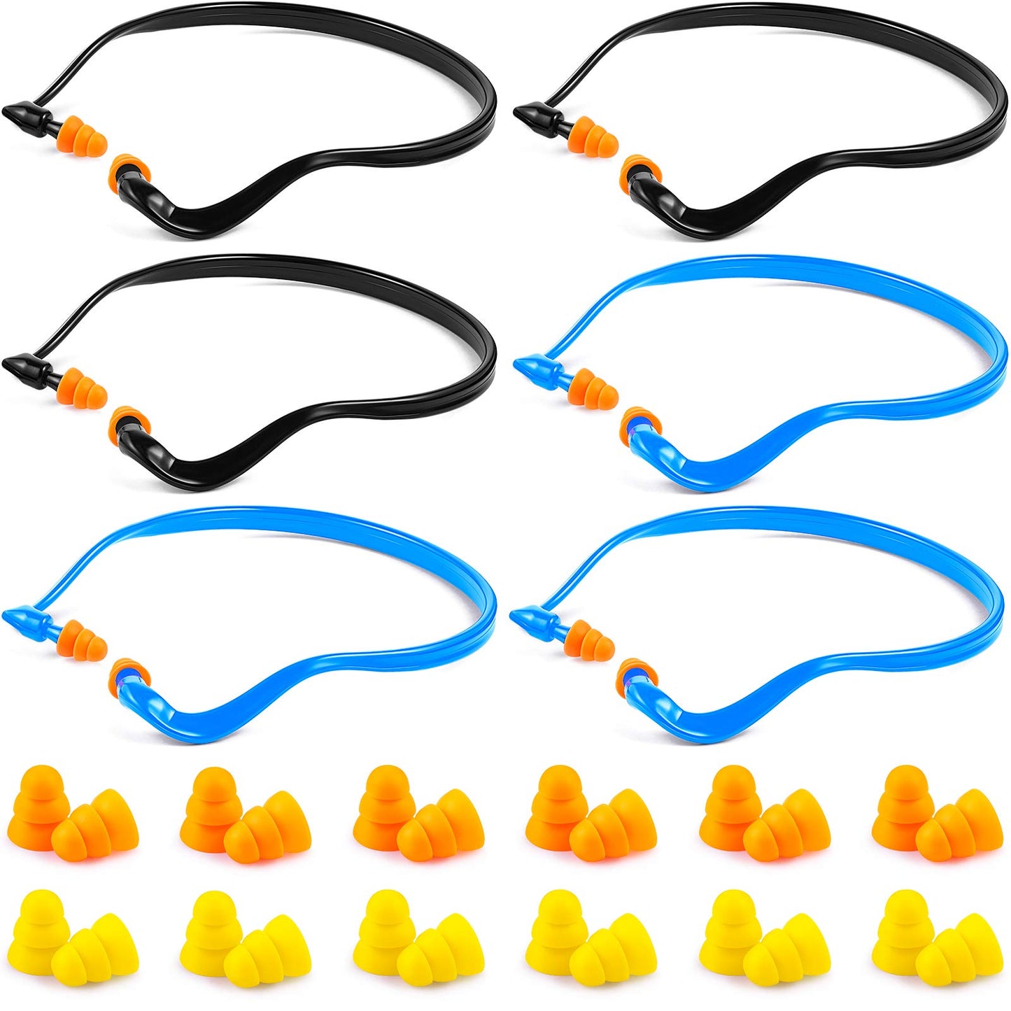 18 Pairs Banded Ear Plugs Band Earplugs Silicone Banded Hearing Protection and Replacement Earplugs Inner-Aural Ear Plugs for Sleeping, Shooting, Travel and Construction Work