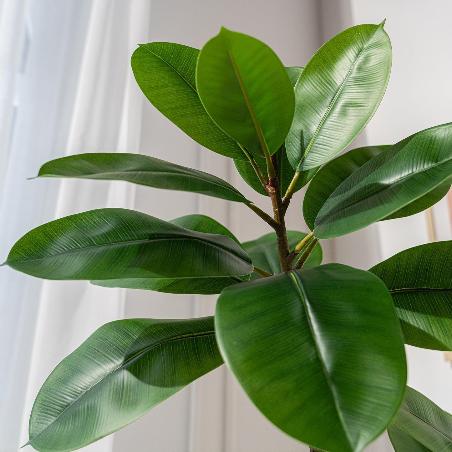 Bailikang 4.6ft Artificial Rubber Tree Faux Plants Indoor Faux Floor Artificial Trees Indoor,Fake Plant Fake Tropical Plants,Large Floor,Real Touch Rubber Tree for Home Decor