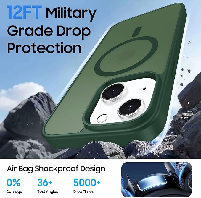 Ntwinro Magnetic for iPhone 14 Plus & iPhone 15 Plus Case (Compatible with MagSafe) with Detachable Wallet & Card Holder for 3 Cards [RFID Blocking] Military Grade Protective Slim Phone Cover, Green