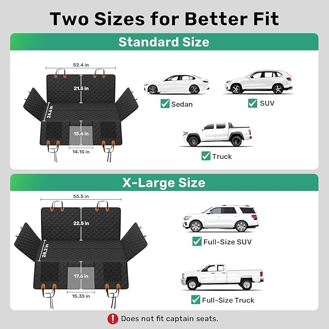 Zanch Heavy-Duty Dog Car Seat Cover, Flat Solid Back Seat Extender for Multi Large Dogs, Hard-Base Supports 450 lb, Waterproof Scrachproof Hammock Protector, Standard for Cars, SUV, Trucks, Orange