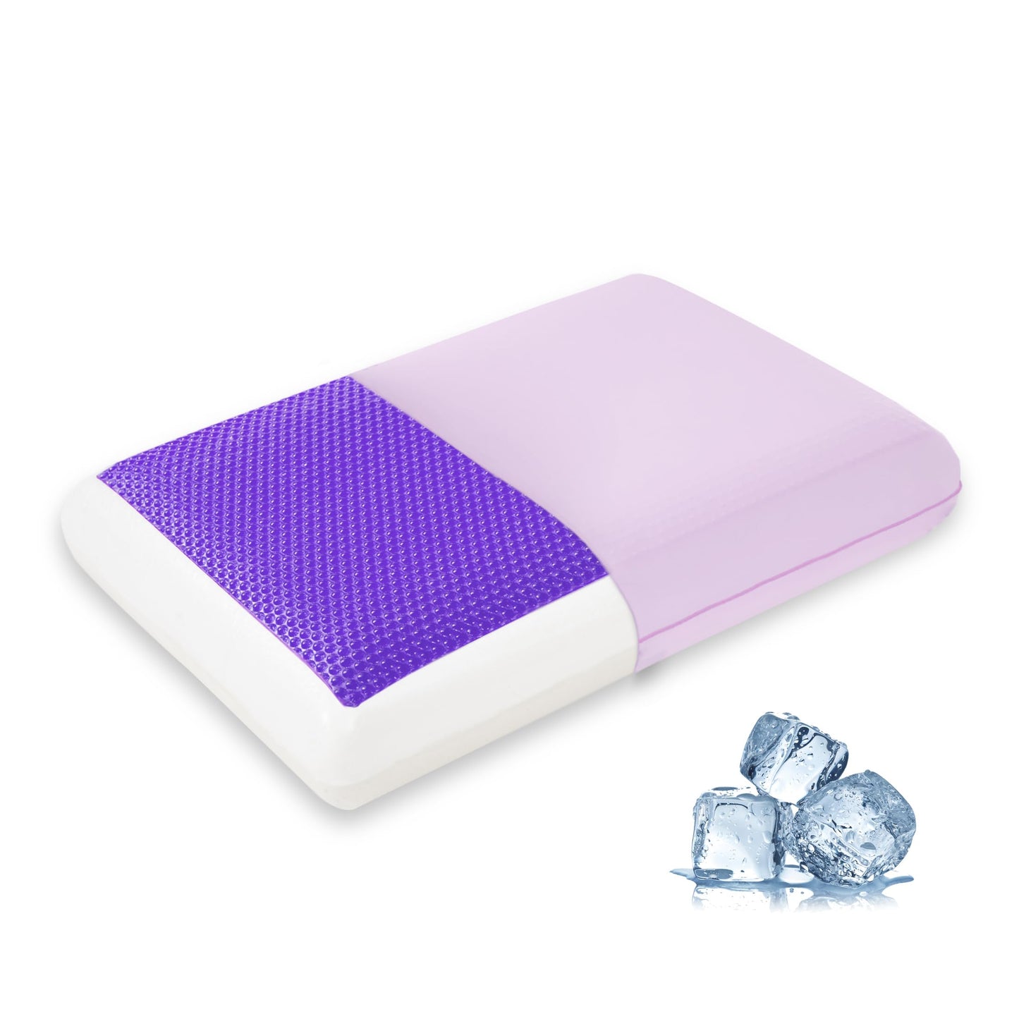 Cooling Pillow for Sleeping, Gel Memory Foam Pillow with Reversible Cover, Neck Support for Side, Back and Stomach Sleepers, Removable & Machine Washable Cover, Bed Pillows for Hot Sleepers, Purple