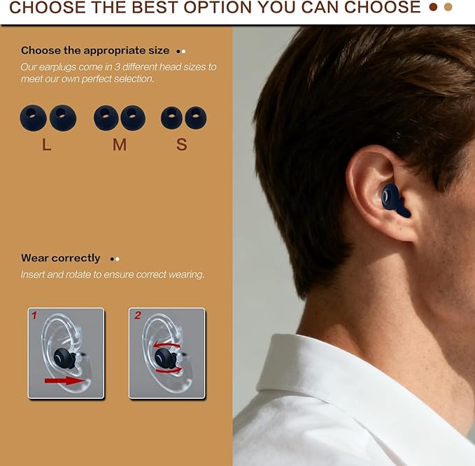 Sleeping Noise Cancelling Ear Plugs - Soft Silicone for Side Sleepers, 32dB Reusable Noise Reduction: Hearing Protection for Concerts & Travel