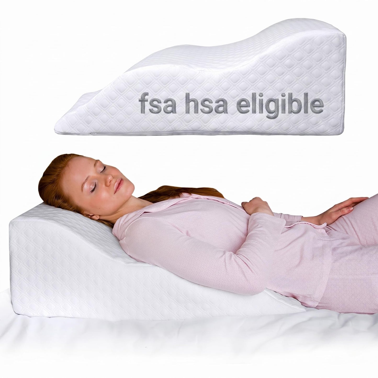 Aeris Wedge Pillow for Sleeping, Acid Reflux, and Snoring - Memory Foam Bed Wedge with 19-Degree Incline - Post-Surgery Recovery, Reading, and Leg Elevation - Removable Machine-Washable Cover