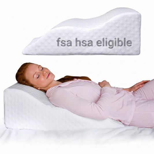 Aeris Wedge Pillow for Sleeping, Acid Reflux, and Snoring - Memory Foam Bed Wedge with 19-Degree Incline - Post-Surgery Recovery, Reading, and Leg Elevation - Removable Machine-Washable Cover