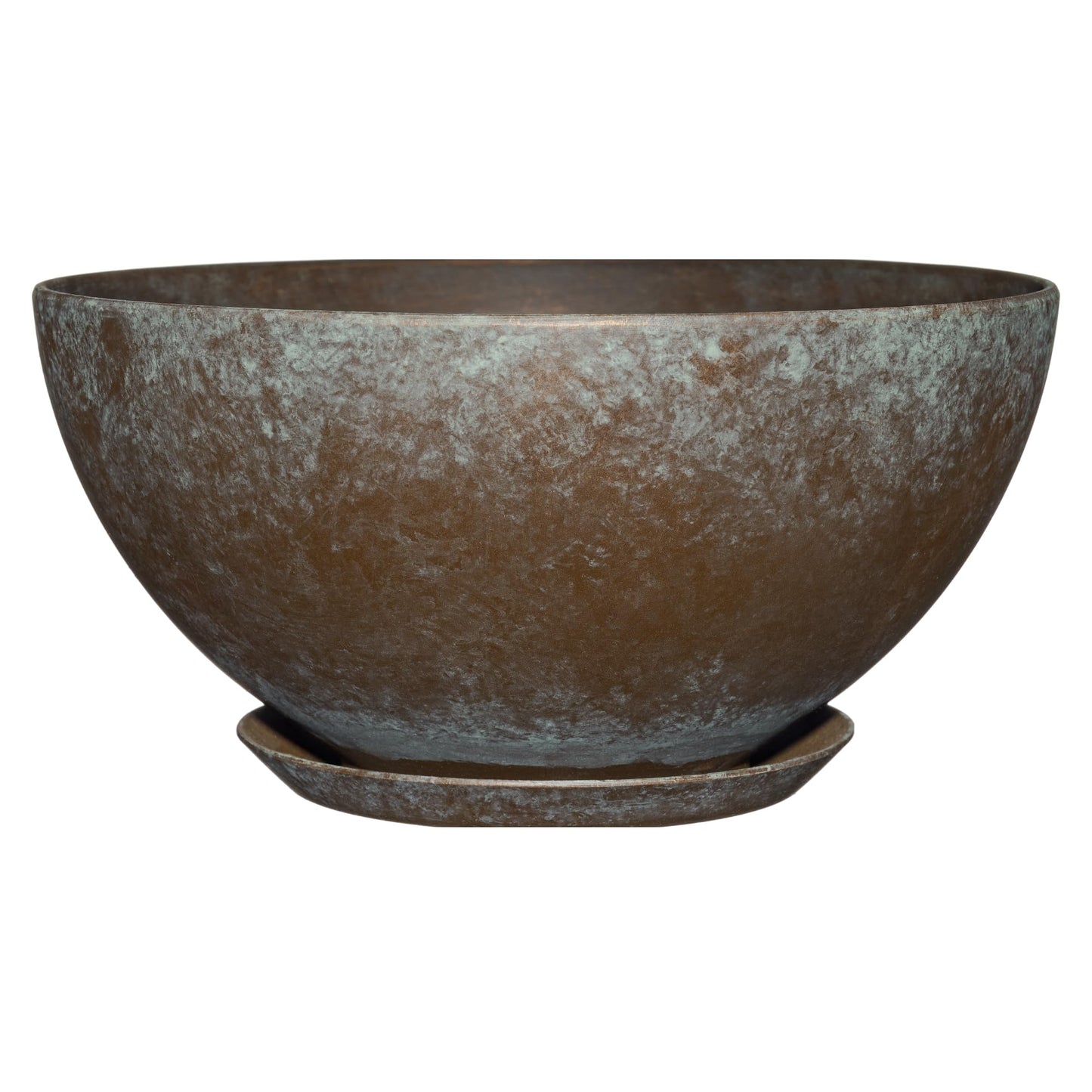 GROWSCAPE Rosie Planter Bowl, w/Drainage and Saucer, 10” Weathered Copper