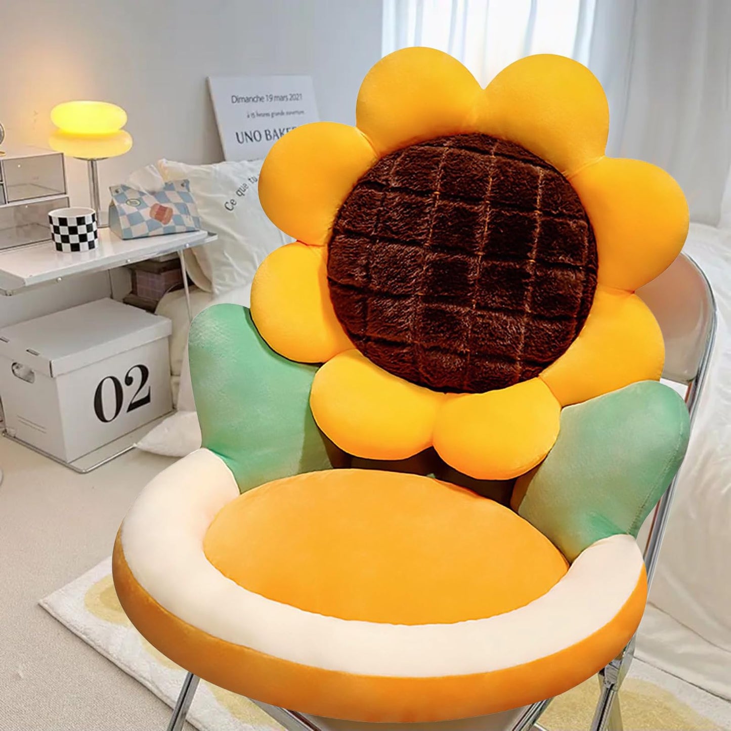 Ditucu Sunflower Shape Chair Pillow Cute Seat Cushion 19 x 18 inch Comfy Lazy Sofa Floor Pillows Dorm Seating for Childs Adults for Bedroom Decor