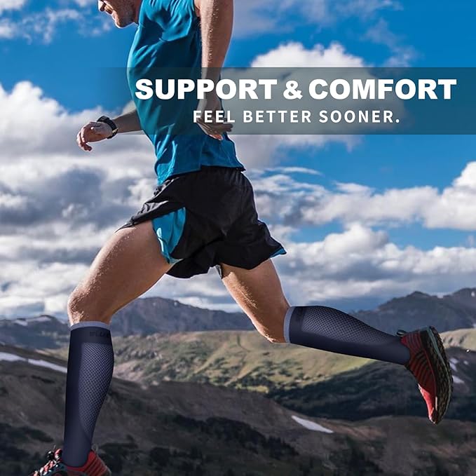 Bluemaple 6 Pack Copper Compression Socks for Women and Men Circulation-Best Support for Medical, Running,Nursing,Athletic