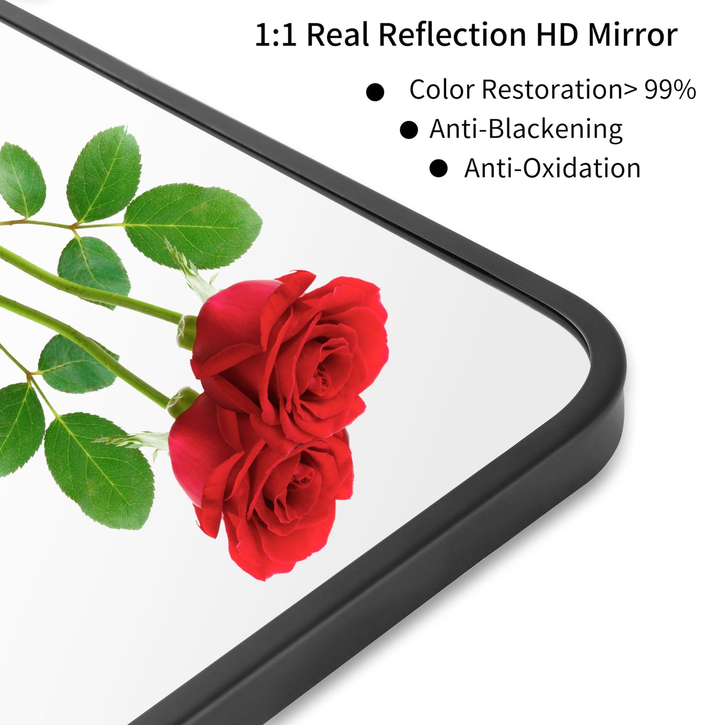 LEDLUX 30x30 Inch Matte Black Bathroom Mirror - Copper-Free Mirror, Metal Frame Vanity Rectangle Wall Mounted Modern Mirror for Bedroom/Living Room/Porch Horizontal or Vertical