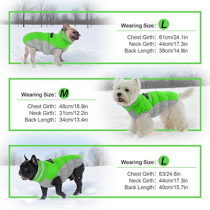 OUOBOB Warm Dog Coats for Small Dogs, Puppy Jacket, Waterproof Dog Jacket with Harness Built in, Zipper Clousure, Fleece Lining for Cold Weather, Small Puppy Clothes for Chihuahua, Maltese - XS