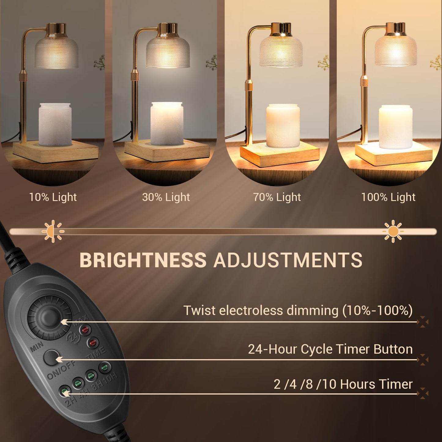 KLL Candle Warmer Lamp with Timer: Birthday Gifts for Women Mom Her - House Warming Gifts New Home, Room Decor - Dimmable Wax Melt Warmer for Jar Candles with 2 Bulbs