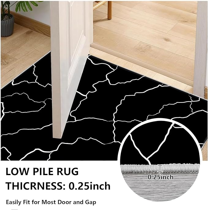 Abstract Rugs for Living Room - Modern Washable Area Rug, 5x7 Abstract Black and White Rug, Minimalist Rugs,Carpet Non Slip Home Decor