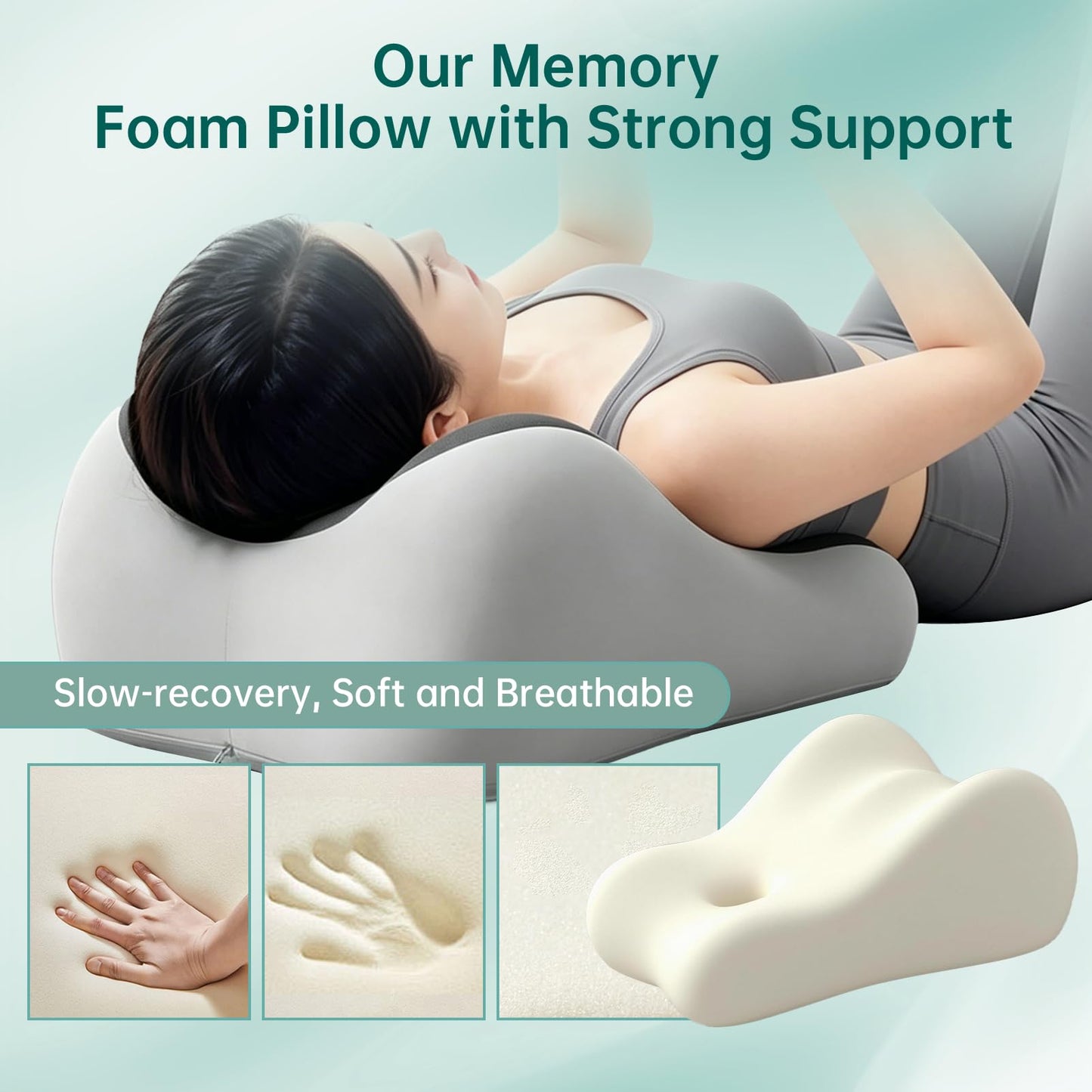 KUYOVORA Memory Foam Wedge Pillow Intimacy Couples Pillow, Pregnant Ergonomic Contoured Position Pillow for Sleeping & Reading, Multi-Functional Bed Pillow Back Support Cushion Double Grey