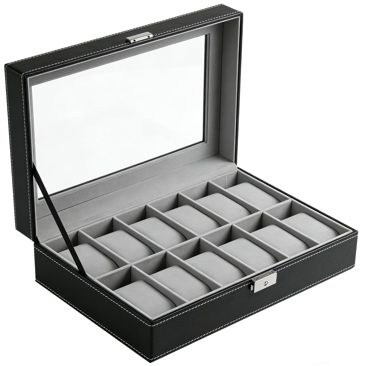 Watch Case Watch Box for Men - Watch Cases Display Holder Organizer Stand Storage Multi Boxes 12 Slot Small Leather Personalized Multiple Watch Safe Container with Lock for Women,PU Watch Holders