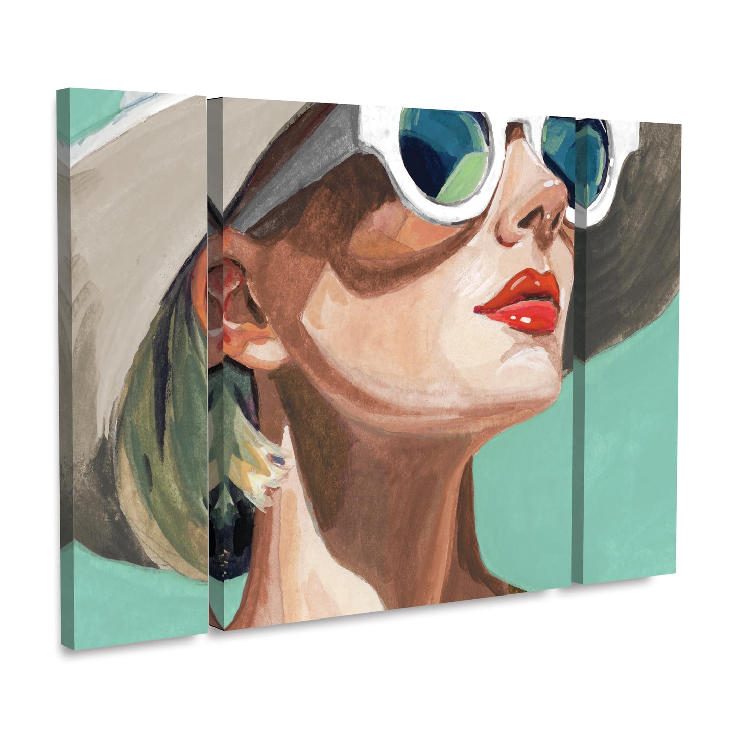 3 Panel Wall Art Set - Kate Jarvik Birch 'Vacation In Style Teal' Canvas Wall Art for Living Room, Bedroom, or Office Decor by Trademark Fine Art