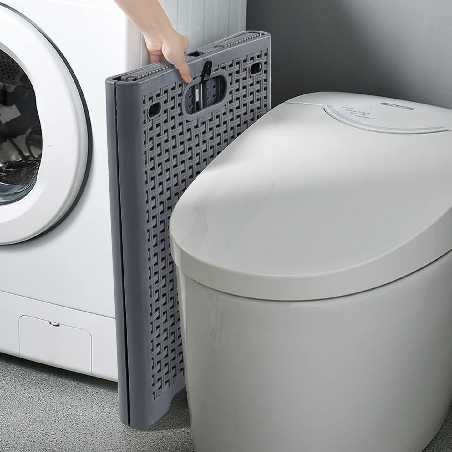 Rinboat 40 L Plastic Collapsible Laundry Hamper, Plastic Dirty Clothes Basket, Gray, Pack of 2