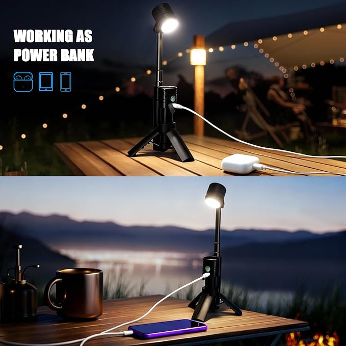 Telescopic Camping Lights, Portable Rechargeable Flashlight with SOS Mode, Magnetic Handheld LED Flashlights for Home Emergencies Camping