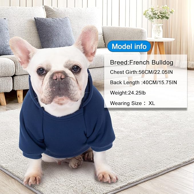 2 Pack Dog Hoodie Warm Hood Dog Sweater Cold Weather Small Dogs Sweatshirt Comfort Pet Clothes for Small Medium Dogs with Pockets Cats Chihuahua Clothes for Male Female Girl Boy Sporty Daily Wear