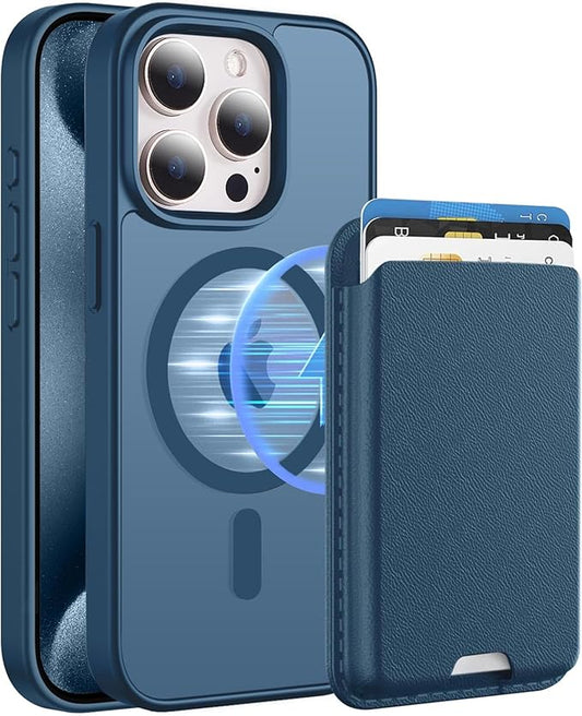Ntwinro Magnetic for iPhone 12 & iPhone 12 Pro Case (Compatible with MagSafe) with Detachable Wallet & Card Holder for 3 Cards [RFID Blocking] Military Grade Protective Slim Phone Cover, Deep Blue