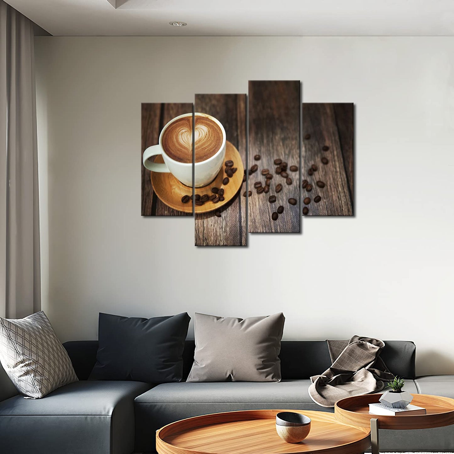 Brown Coffee Wall Art for Bar - Coffee Theme Picture Print On Canvas for Kitchen, Living Room Home Decor