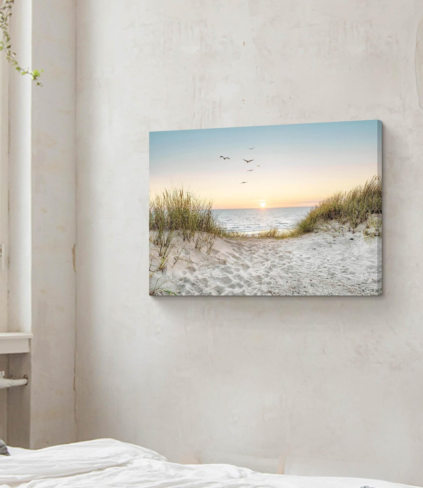 Coastal Wall Art Canvas Picture: Modern Beach Sunset Landscape Print Decor Horizontal Ocean Scene Sea Painting Seascape Seaside Seashore Artwork for Living Room Bedroom Home
